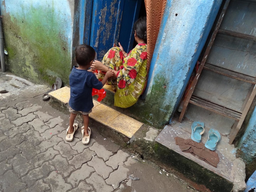 Mother and son in Mumbai