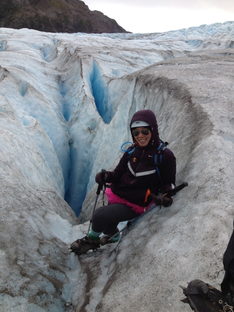 Angela climbing Exit Glacier in Alaska