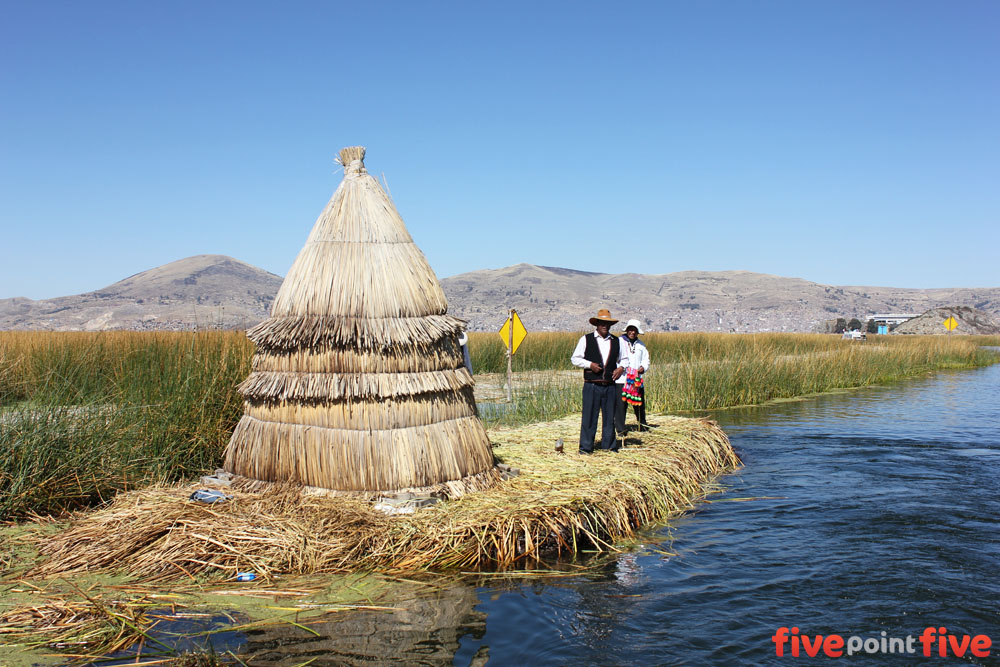A toll booth on the way into the floating Islands of Uros