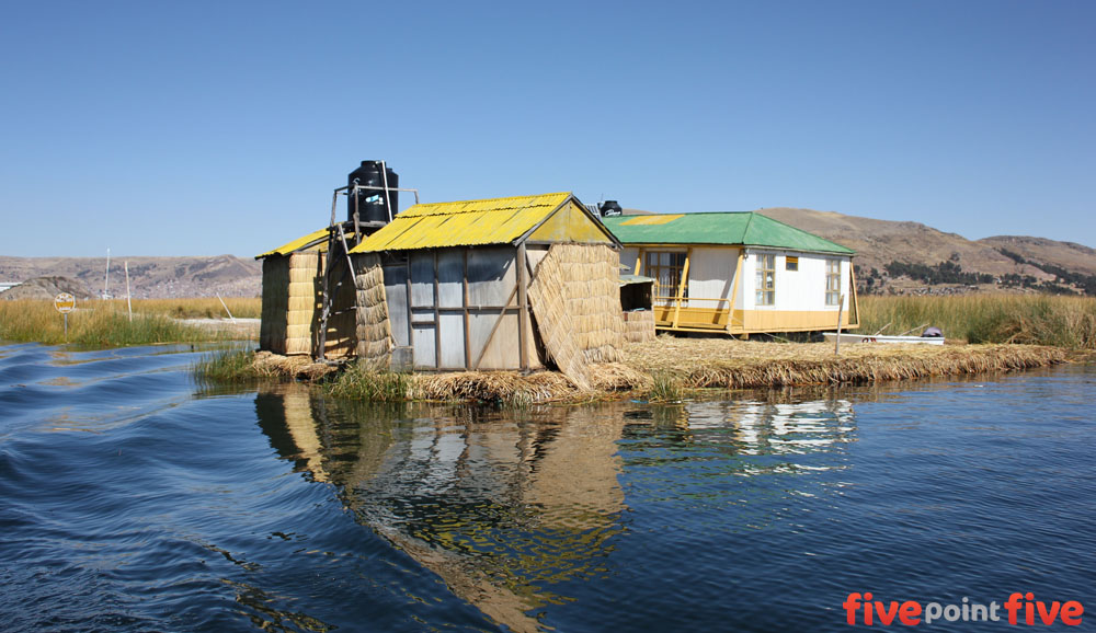 One of many homes on the floating Islands of Uros