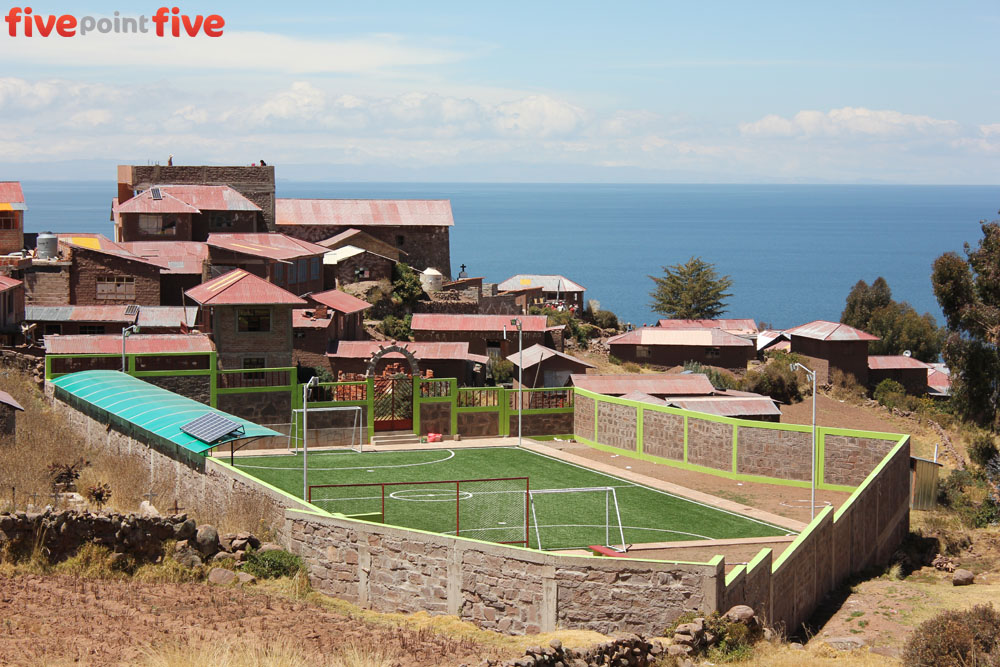 Football pitch, Taquile Island, Peru