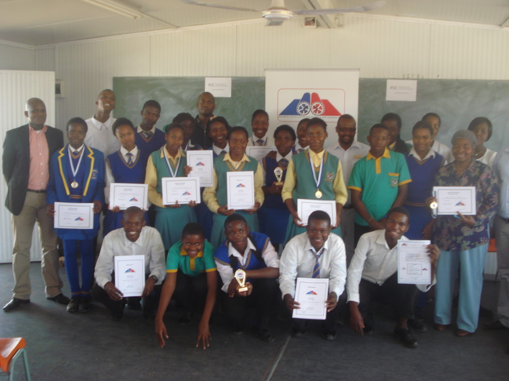 Students from five high schools in Mpumalanga province who have been awarded certificates.