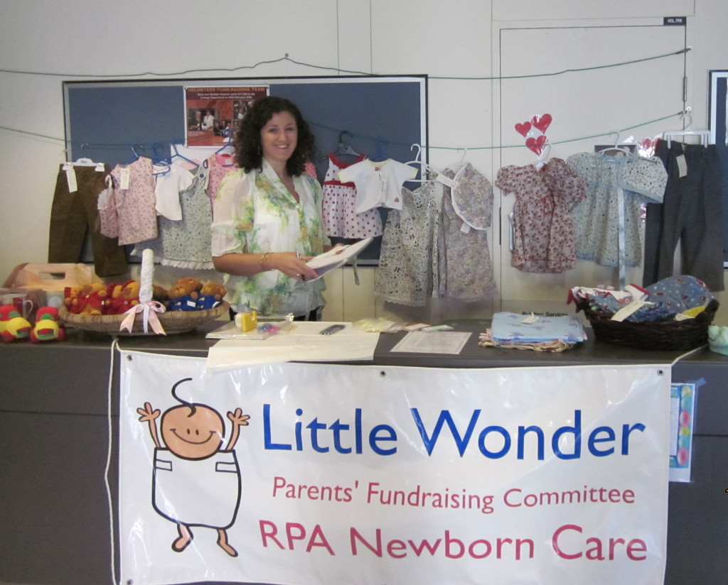 Rebecca manning the Little Wonder fundraising stall.