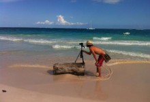 Working hard on a beach in Tulum