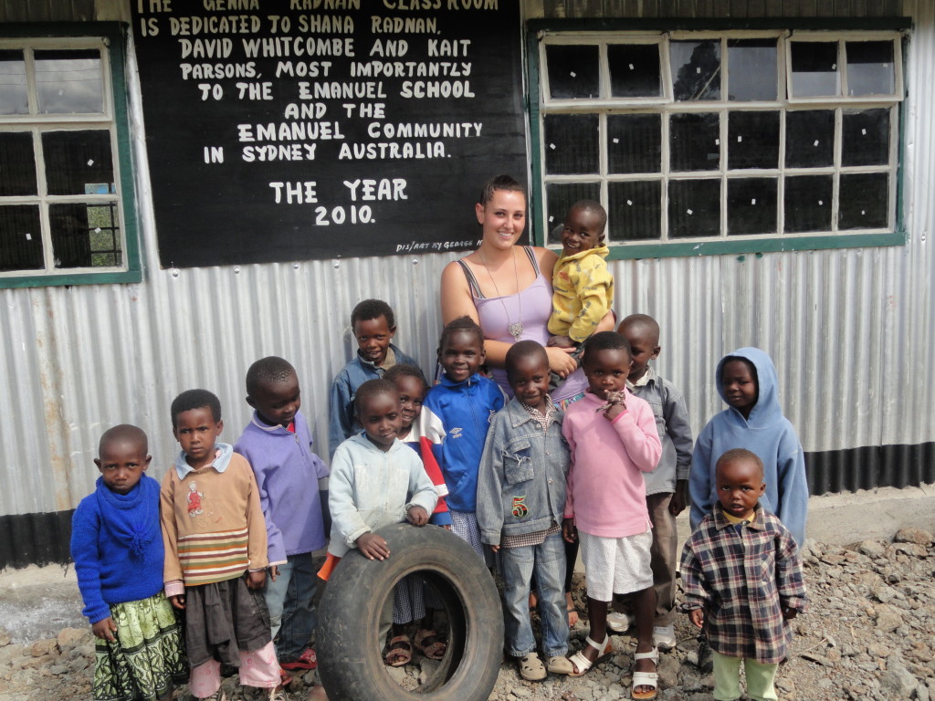 Karunga's Emanuel Kindergarten students with Genna, after the kindergarten was built in October 2010.