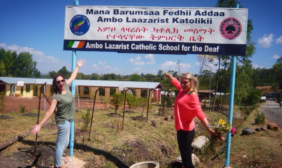 Volunteers Noleen and Denise, both deaf, at the new school in Ambo.